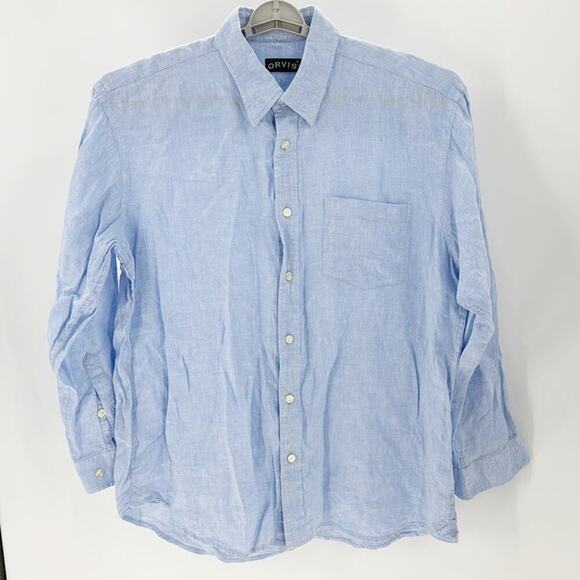 Orvis Pure Linen Long-Sleeved Shirt classic fit cool comfort summer lightweight - Picture 1 of 8